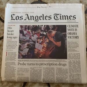 Los Angeles Times Newspaper Michael Jackson SATURDAY JUNE 27 2009 Dilbert Comics